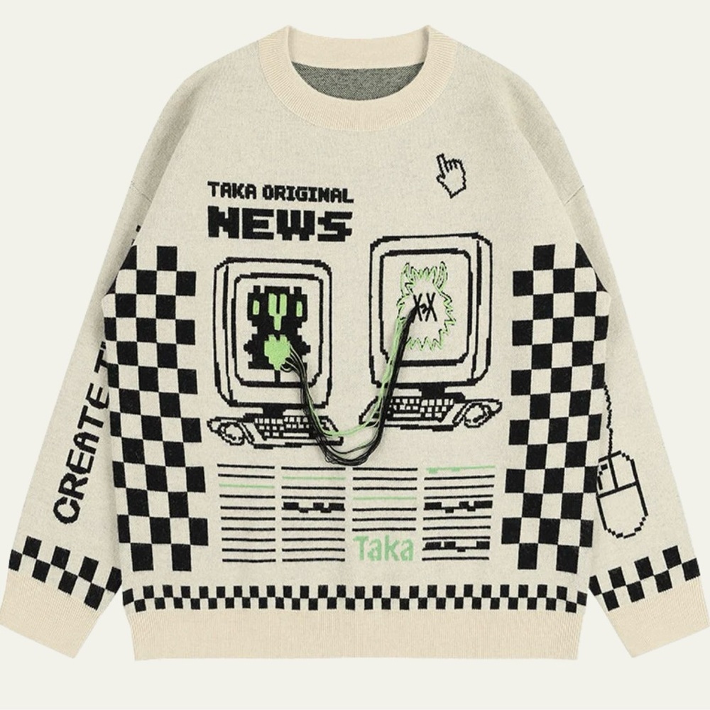 TAKA Original Internet love checkboard knit jumper